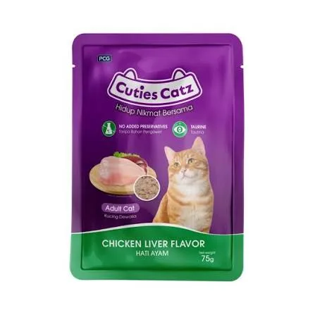 MAKANAN KUCING CUTIES CATZ  CHICKEN LIVER 75G
