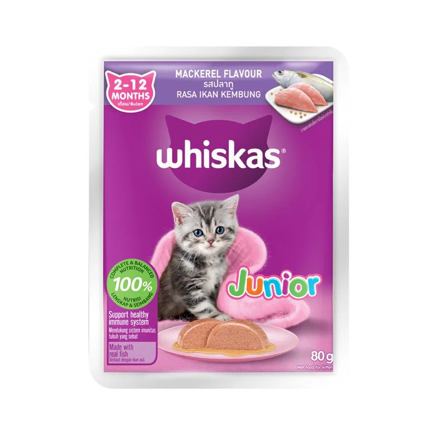 WHISKAS JUNIOR MACKEREL 80G